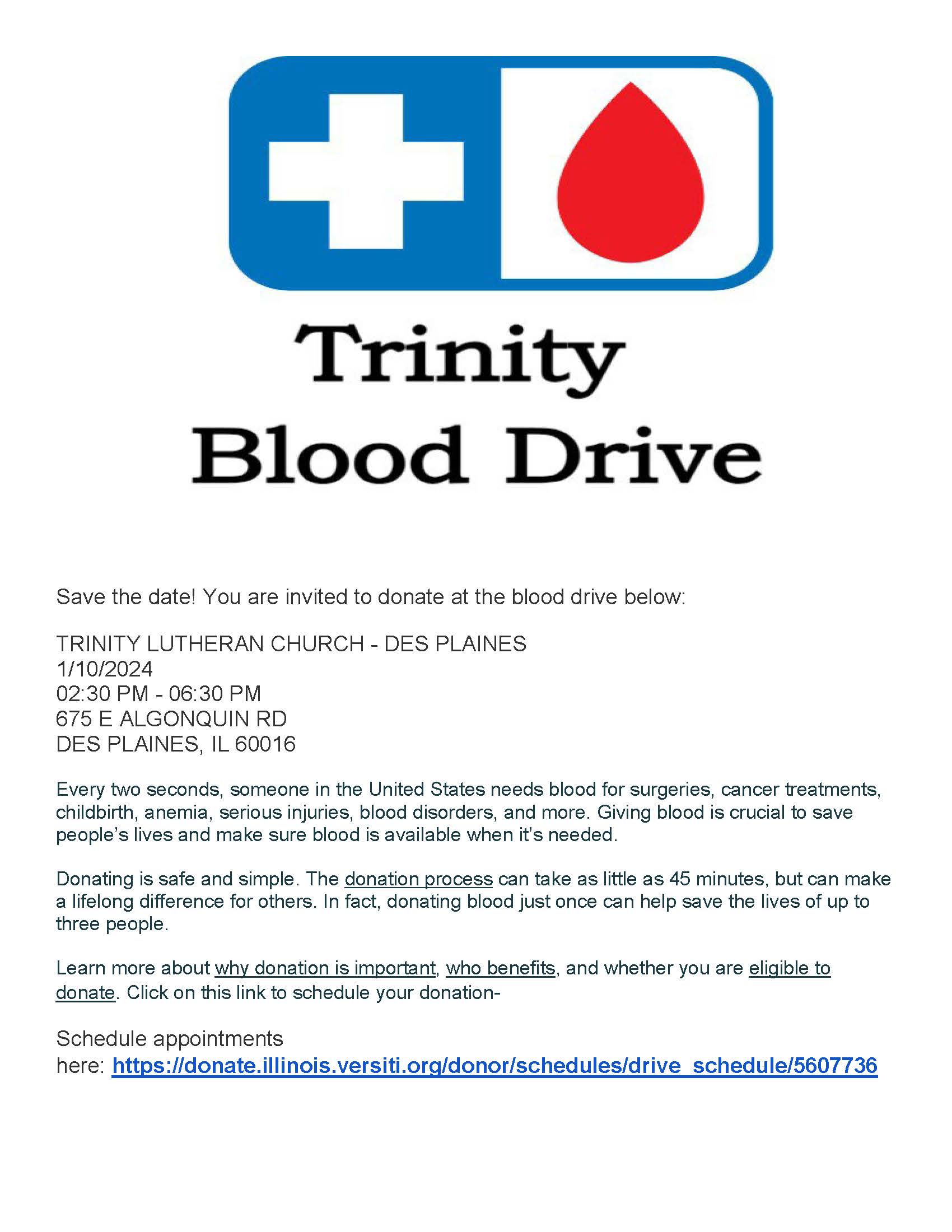 Trinity Blood drive flyer 2024